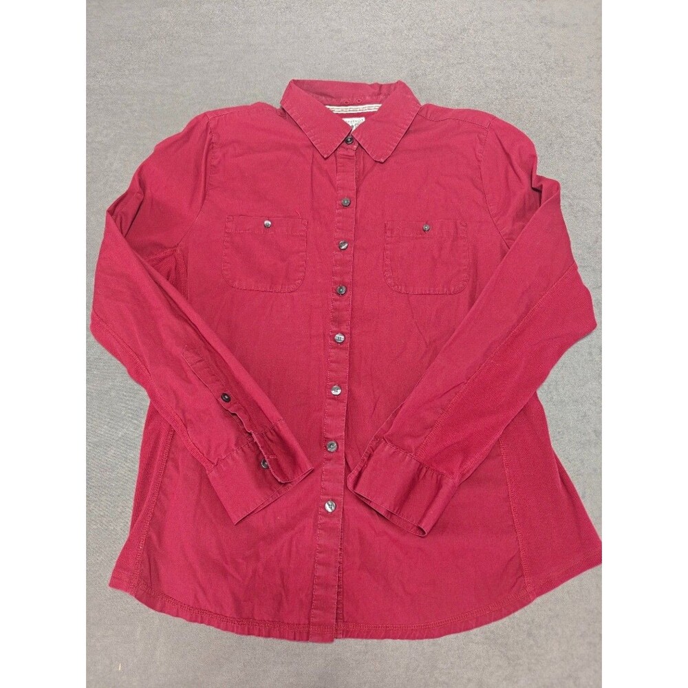 Converse Womens Medium Red Button Down Shirt Long Sleeve Utility Casual Top